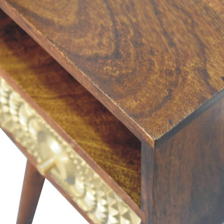 Sunvega Solid Mango Wood Nightstand with Drawer and Open Shelf for Bedroom