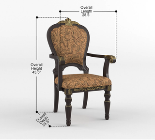 Sunvega Traditional Formal Side Chairs Set of 2 with Jacquard Upholstery and Cherry Finish
