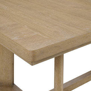 Sunvega Light Brown Contemporary Trestle Table with Leaf for Dining Room
