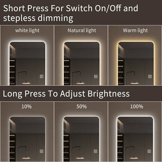 Sunvega 65x21 Inch Wall-Mounted Rimless LED Vanity Mirror with Dimmable Lights