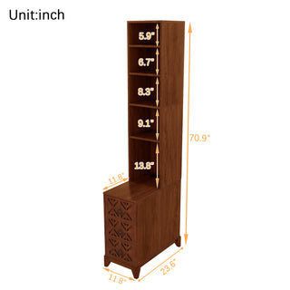 Sunvega American Style End Table with Charging Station Drawers and Arc Design