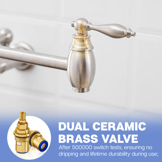 Sunvega Brass Wall Mounted Pot Filler Faucet with Stretchable Double Joint Swing Arms