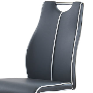 Sunvega Contemporary Zigzag Style Half Moon Metal Base Dining Chairs with White Welt Detail