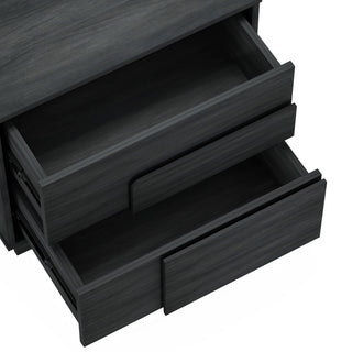 Sunvega Modern Whitewashed Oak Nightstand with Two Push Open Drawers for Bedroom