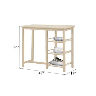 Sunvega 3 Piece Buttermilk Finish Counter Height Set with Slatted Shelves