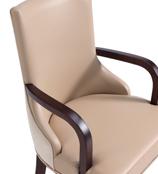 Sunvega Modern Dining Armchair with Faux Leather Upholstery and Solid Beech Wood Frame
