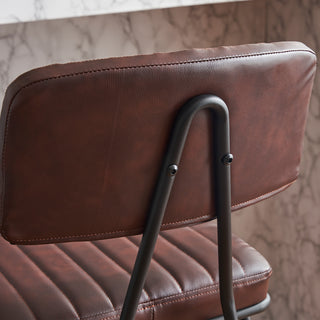 Sunvega Industrial Vintage PU Leather Bar Stools Set of 2 with Backrest