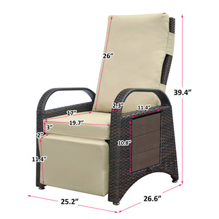 Sunvega Adjustable Backrest and Footrest Reclining Lounge Chair with Removable Cushion
