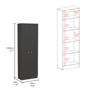 Sunvega Five Shelves Multistorage Pantry Cabinet with Double Door for Kitchen