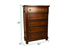 Sunvega Transitional Dark Walnut Wood Chest with Dovetail Drawers