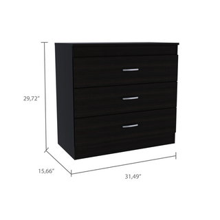 Sunvega Melia Three Drawer Dresser with Metal Hardware in Light Gray and White