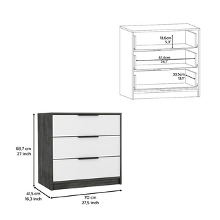 Sunvega Modern 3 Drawer Dresser with Spacious Top Surface in Smokey Oak