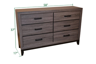Sunvega Contemporary Gray Wood Dresser with Six Smooth Gliding Drawers