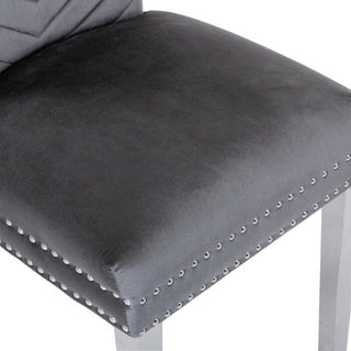Sunvega Velvet Upholstered Chair with Tufted Design and Stainless Steel Legs