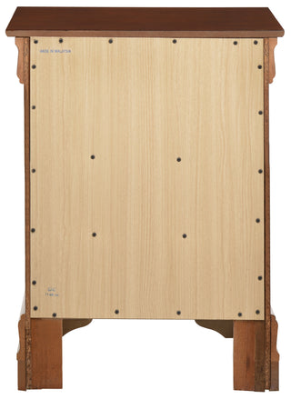 Sunvega Warm Cherry Finish Nightstand with Three Large Drawers for Bedroom