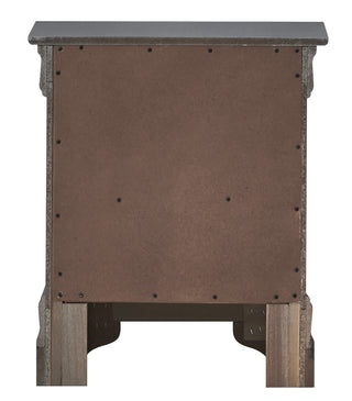 Sunvega Sophisticated Silver Champagne Transitional Nightstand with Two Drawers for Storage