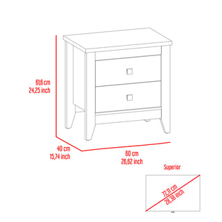 Sunvega Nightstand with Two Spacious Drawers and Four Wooden Legs for Bedroom