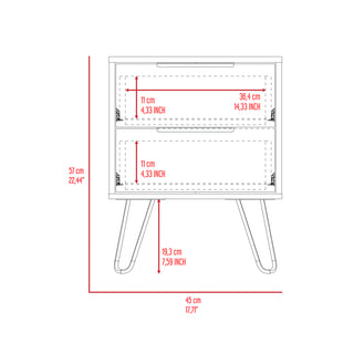 Sunvega Light Oak Nightstand with Two Drawers for Efficient Bedroom Storage