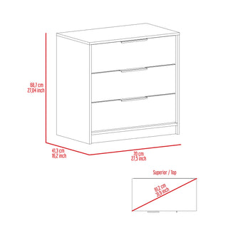 Sunvega Kaia 3 Drawer Dresser with Open Display Top and Large Storage