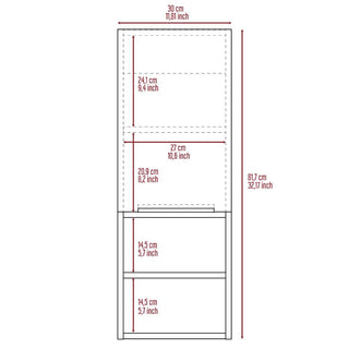 Sunvega White 32 Inch High Medicine Cabinet with Two Internal and External Shelves