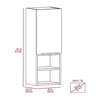 Sunvega White 32 Inch High Medicine Cabinet with Two Internal and External Shelves
