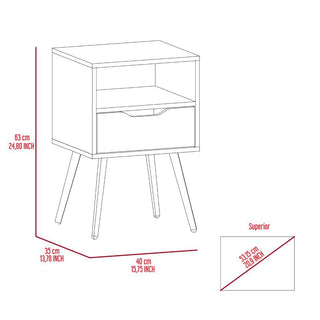 Sunvega Modern Nightstand with Spacious Drawer and Shelf for Bedroom or Living Room