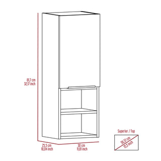 Sunvega White 32 Inch High Medicine Cabinet with Two Internal and External Shelves