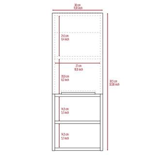 Sunvega White 32 Inch High Medicine Cabinet with Two Internal and External Shelves
