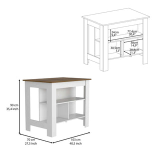 Sunvega Kitchen Island Table with Three Open Storage Shelves and Spacious Leg Room
