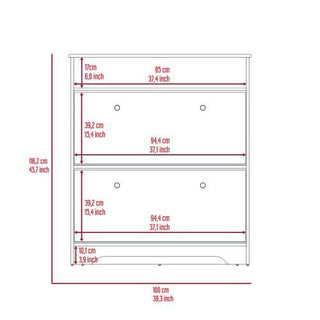 Sunvega Light Oak White Wood Shoe Rack with Two Doors and Three Storage Shelves