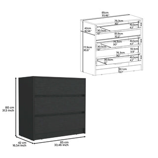 Sunvega 3 Drawer Chest of Drawers with Metal Rails for Bedroom Storage