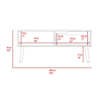 Sunvega Dark Walnut Coffee Table with One Open Shelf and One Drawer