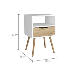Sunvega Modern Nightstand with Drawer and Shelf for Bedroom or Living Room