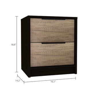 Sunvega Light Gray Two Drawer Nightstand with Metal Handle for Bedroom