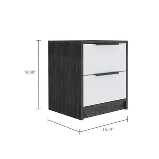 Sunvega Light Gray Two Drawer Nightstand with Metal Handle for Bedroom