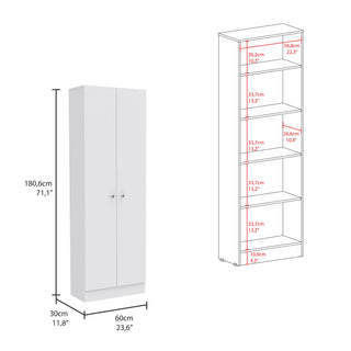 Sunvega Five Shelves Multistorage Pantry Cabinet with Double Door for Kitchen