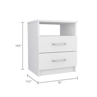 Sunvega Nightstand with Two Drawers and Shelf for Bedroom or Living Room