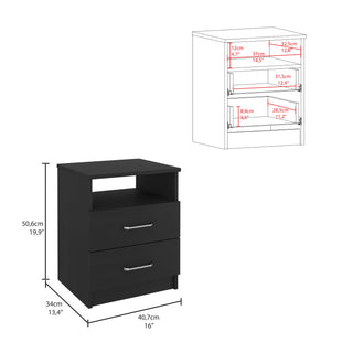 Sunvega Modern Nightstand with Two Drawers and Top Shelf for Bedroom or Living Room
