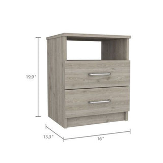 Sunvega Compact Nightstand with Two Spacious Drawers and Shelf for Bedroom or Living Room