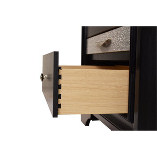 Sunvega White Acacia Wood Nightstand with Metal Drawer Pulls and Dovetail Joints