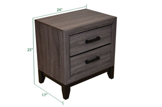 Sunvega Contemporary Rustic Gray Wood Nightstand with Two Smooth Gliding Drawers
