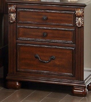Sunvega Traditional Style Cherry Finish Nightstand with 2 Knob Drawers