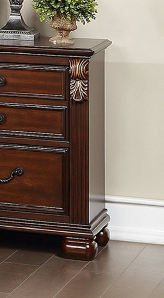 Sunvega Traditional Style Cherry Finish Nightstand with 2 Knob Drawers