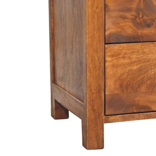 Sunvega Solid Mango Wood Nightstand with Two Drawers and Open Shelf