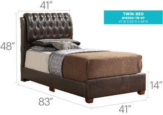 Sunvega Modern Dark Brown Twin Bed with Durable Construction for Bedroom