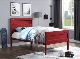 Sunvega Cargo White Finish Full Metal Bed with Recessed Panels and Container Lock