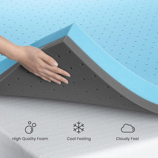 Sunvega 4 Inch Gel Infused Cooling Memory Foam Mattress Topper for Pressure Relief