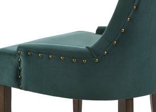 Sunvega Two-Tone Beige Fabric Side Chair with Reclaimed Gray Finish and Nailhead Trim