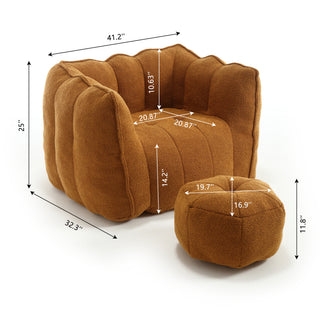 Sunvega Soft Chenille Bean Bag Chair with High Resilient Foam for Living Room