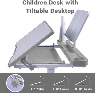 Sunvega Kids Adjustable Height Art Desk Set with LED Light and Bookstand